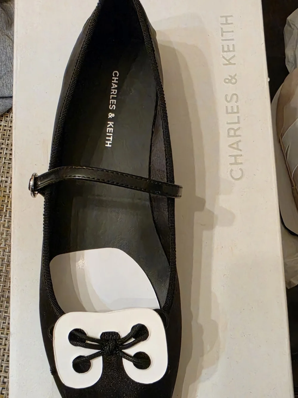 Charles & Keith Black Mary Jane Ballet Flats with Ankle Strap